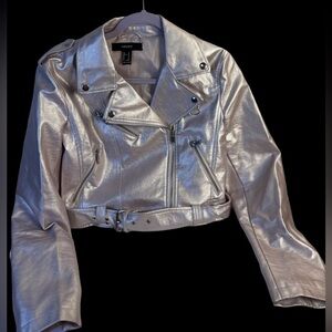 Forever 21 Women’s Metallic Pink Biker / Moto Jacket , Size Junior Medium